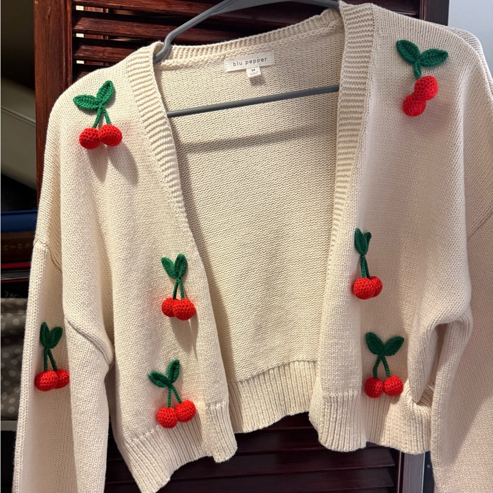 NWOT Cream Cherry Sweater